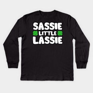 Sassie Little Lassie St Patrick's Day Shamrock Kids Long Sleeve T-Shirt